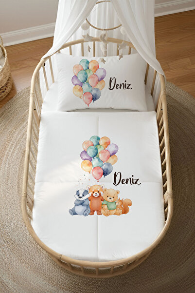 Homamia İsme Özel 4 Mevsim Anne Yanı Uyku Seti (60x100) %100 Pamuk