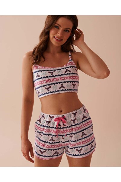 La Vie en Rose كامي قصير من المخمل الناعم بطبعة جزيرة مووس فير