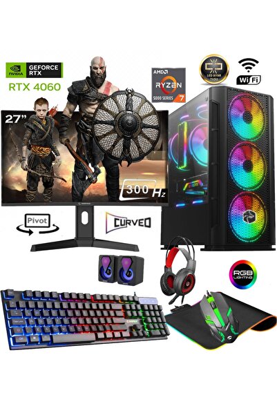 Apphirex TC64X Ryzen 7 5700X 32GB 1TB M.2 SSD RTX4060 8GB 27'' 300HZ Curved Masaüstü Oyuncu Bilgisayarı Hazır