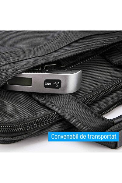 DEEBCO Cântar pentru bagaje, Vaxiuja, portabil, LCD, digital, 50 kg, argintiu/negru