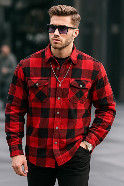 COMBİNE MİCHAİL Ανδρικό πουκάμισο βασικό χοντρό μεγάλου μεγέθους μπορντό