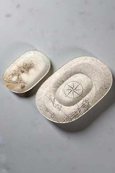 İkram Dünyası Id Fine Piri Reis Series Oval 3-Piece Boat Plate Set