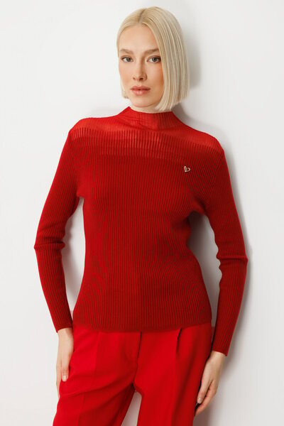 ON TRİKO Pulover din tricotaj cu detalii accesorii 60346-26k