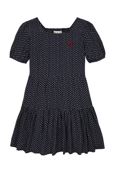 Tommy Hilfiger Girls Dark Night Navy Short Sleeve Polka Dot Print Dress