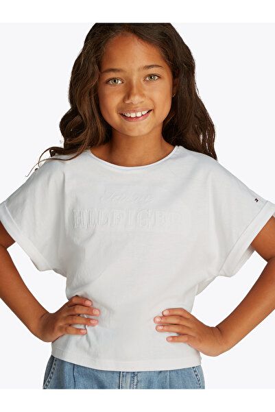 Tommy Hilfiger Girls White Embroidery Relaxed T-Shirt