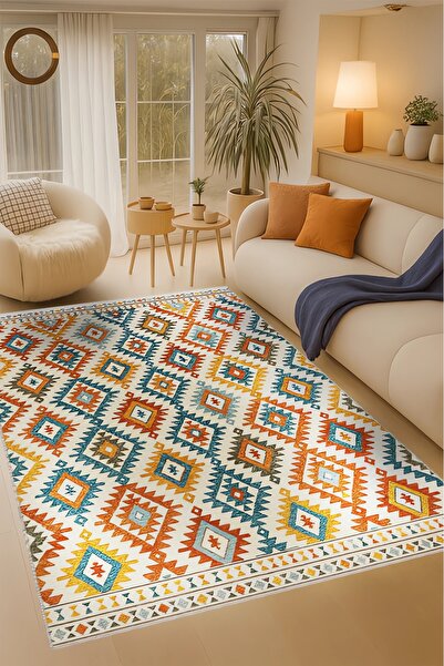 Rugs Modern Halı MOSSO Baklava Desen Dokuma Taban Vintage Dekoratif Halımosso...