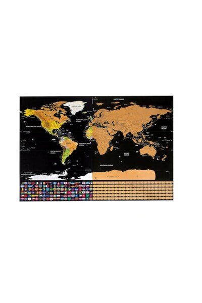 DDE Hungary Set Scratch Map of the World with Flags and Accessories, Deluxe Edition, 82 x 59cm, Multicolor