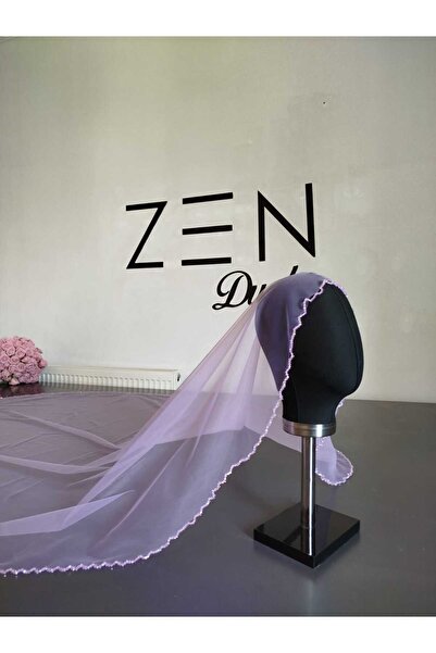 ZEN DUVAK طرحة زفاف مطرزة باللون الوردي الفاتح