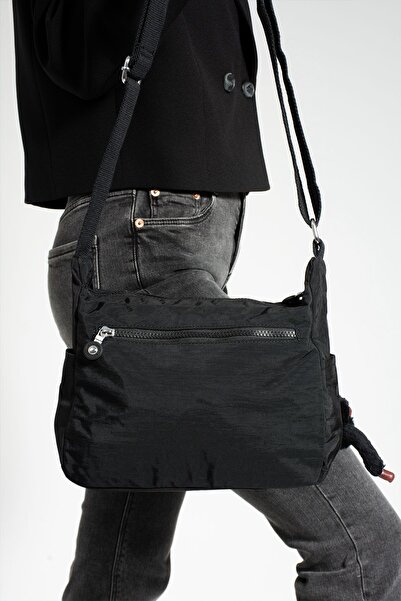 Sanmorris Women's Black Parachute Fabric Crossbody Shoulder Bag