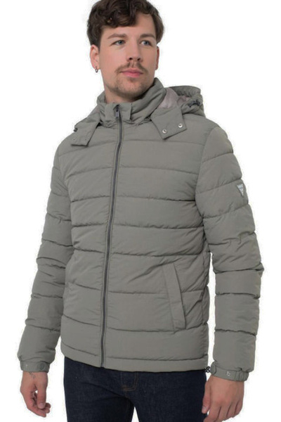 Guess Erkek Light Kapüşonlu Şişme Mont - Haki
