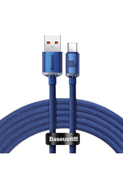Baseus Crystal Shine Cable, Fast Charge, USB to USB-C, 100W, 2m, Blue