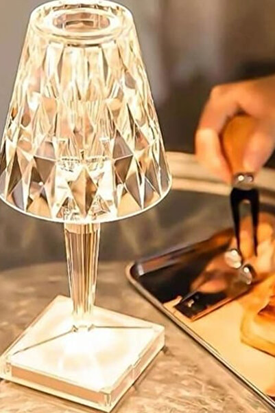 CİYU TİCARET Kristal Led Abajur Gece Lambası Dekoratif Masa Lambası