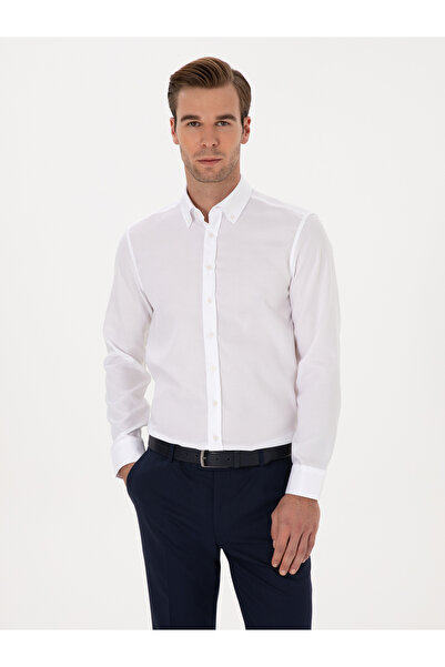 Cacharel White Slim Fit 100% Cotton Button-Down Collar Oxford Shirt 50319721-...