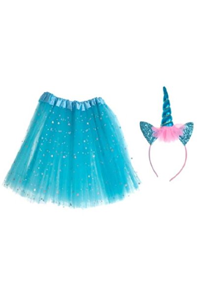 Glow Goods Set Costum pentru Fetite Model Unicorn cu 2 Piese, Coronita si Fus...