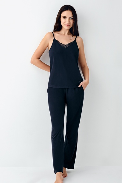 Pierre Cardin Kadın Lacivert Modal-Pamuk Sabahlıklı 3 Lü Pijama Takımı VR.11.P91.C08.Y01