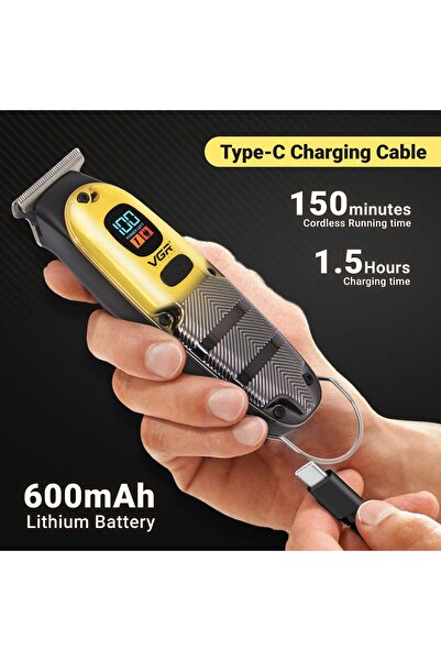VGR V-981 Professional Corded and Cordless Hair Clipper with LED Display and Turbo Mode