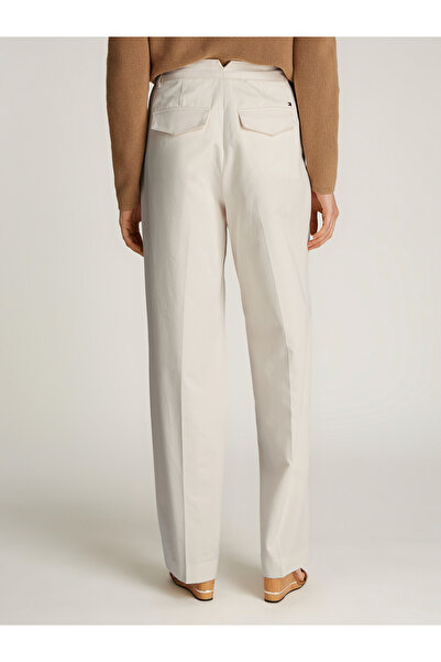 Tommy Hilfiger Women Ivory Petal Cotton Barrel Relaxed Chino Trousers