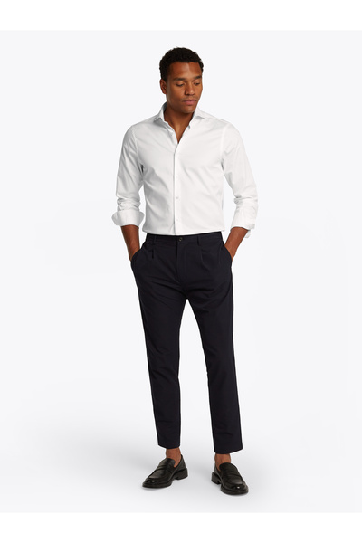 Tommy Hilfiger Men Optic White Long Sleeve Smart Casual Slim Fit Twill Shirt