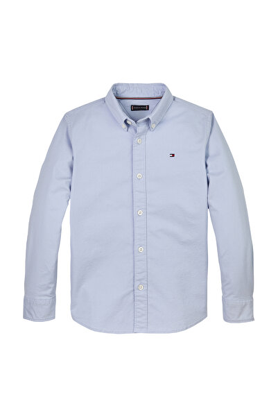 Tommy Hilfiger Boys Breezy Blue Long Sleeve Stretch Oxford Cotton Shirt