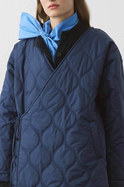 Hooopstore Anvelop Bağlamalı Kapitone Lacivert Mont