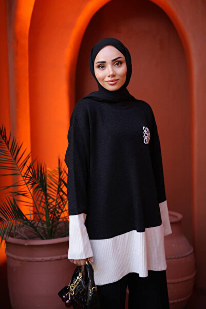 Kirazca Butik Women's Glittery Striped Knitwear Double Set