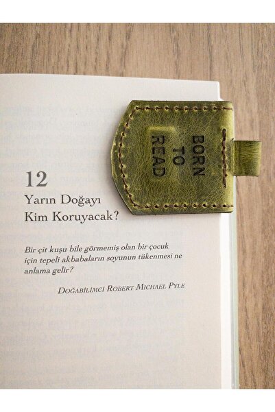 THE HANDMADE HUB علامة كتاب مصنوعة يدويًا من الجلد الطبيعي المدهون بالزيت مع تفاصيل حامل القلم المغناطيسي |   أخضر فاتح