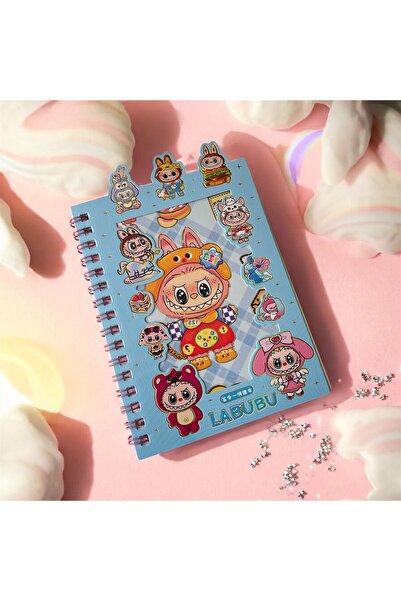 The Cloudish Shop Labubu spirală 16 coli autocolant 8 coli caiet cu breloc