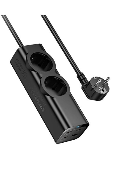 XİRA 67W Hızlı Şarjlı Akıllı Çoklu Priz – 2000W Güç, 2 USB-C + 2 USB-A Çıkışlı, Telefon & Laptop Uyumlu