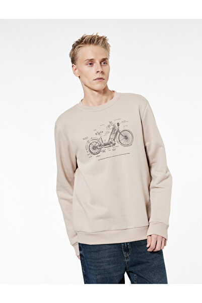 Koton Regular Fit Long Sleeve Raised Printed Crew Neck Sweatshirt