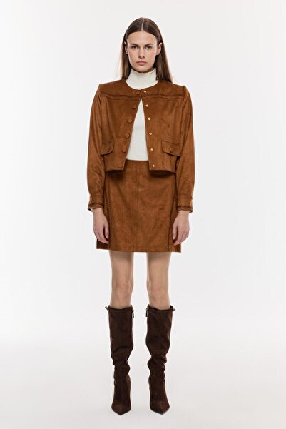 NAGRADA Düğmeli Süet Görünümlü Kısa Ceket