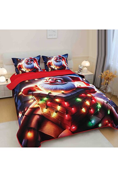 CHIRASO CHIRASO Duvet Cover Set, 220x240cm, 3D Christmas Theme, Double Bed, 2 Pillowcases, Santa Claus