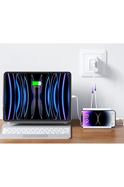 E-BODA PD30W Power Adapter, Fast Charge, Power Delivery, Dual Type-C+USB EU Plug, Universal, White