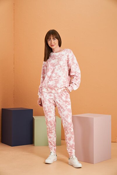 PJS Women's Patterned 100% Cotton Two Thread Sports Suit Cuffed Long Sleeve