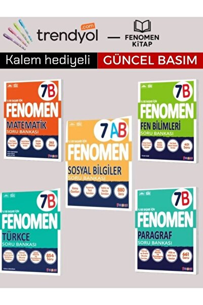 Fenomen Yayıncılık 7. Sınıf Matematik - Fen Bilimleri - Türkçe - Paragraf - S...
