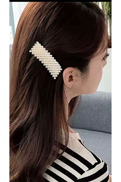 AresTokaAksesuar incili büyük boy çıtçıtlı kadın yan toka