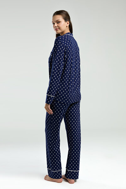 Pierre Cardin Kadın Lacivert Full Düğmeli 2 li Pijama Takımı VR.11.P89.C50.Y01