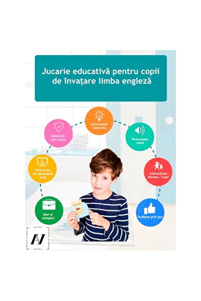 STOREONLINE Carduri Educative Engleza 448 Cuvinte, cu Cititor USB Interactiv, pentru Copii 3+ Albastru