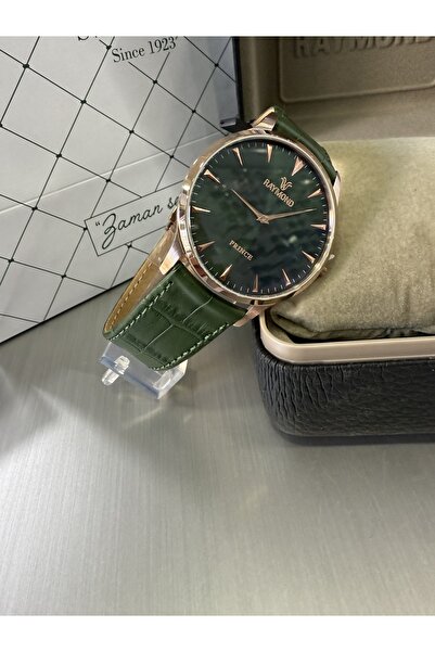 Raymond Men's Leather Wristwatch with Thin Case Clip