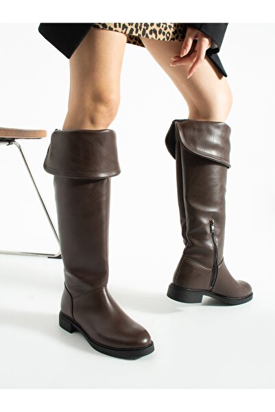 ALEMDAR AYAKKABI حذاء طويل من الجلد البني من بيهر