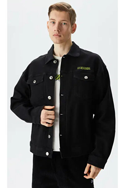 LES BENJAMINS Men's Back Printed Denim Jacket