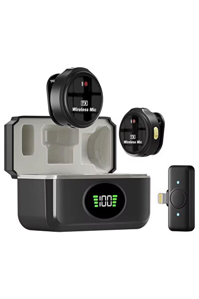 Brawi 2’li Kablosuz Yaka Mikrofon Seti – Akıllı Gürültü Azaltma, Tak & Çalıştır, Şarj Kutulu