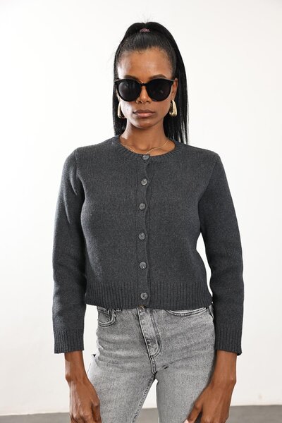 5in1Canpolat Πλεκτή ζακέτα ανθρακί