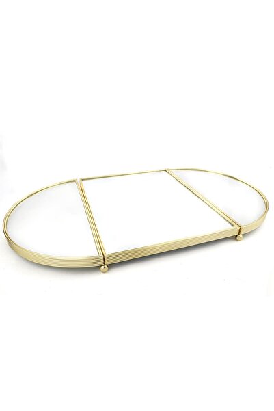 Mikasa Moor Altın Oval Aynalı Metal jardinyer Tepsi 79x45cm