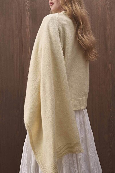 Hooopstore Cape Detailed Knitwear Butter Yellow Sweater