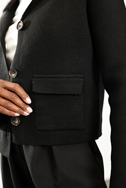 5in1Canpolat Black Knitwear Jacket 1276