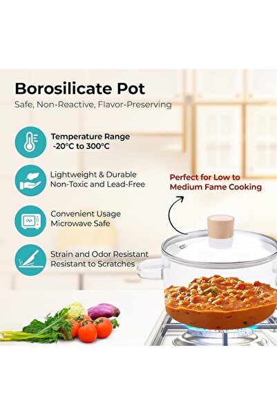 Aurov Oala Sticla Borosilicata, 3.5L, Termorezistenta, Gaz, Capac/Manere, Gatit/Servire, Transparenta