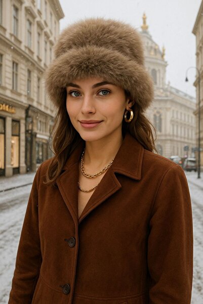 MARBERRY قبعة نسائية من الفرو الصناعي المنك المانجو المخملي