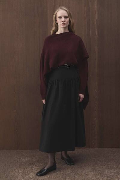 Hooopstore Cape Detailed Knitwear Burganya Sweater