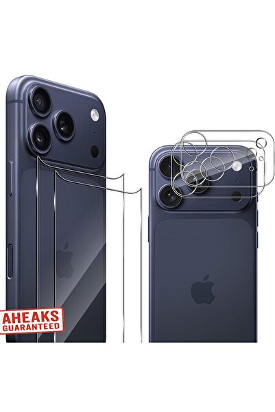 aheaks iPhone 17 Pro Nano Cam Arka Ekran Koruyucu ve Kamera Koruyucu Film Paketi