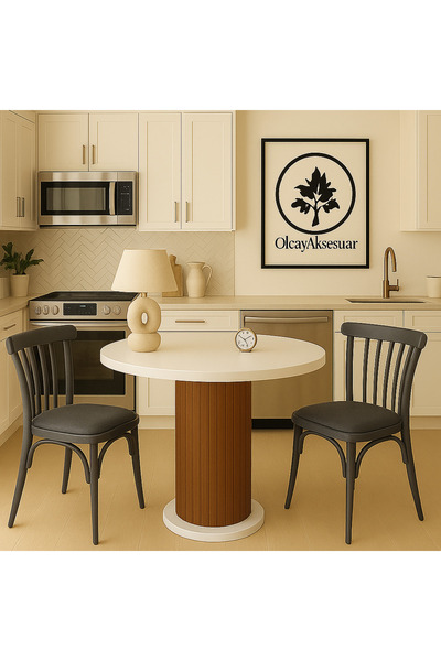 Arvessohome Güneş Model 90 Çaplı 75 cm yükseklikli (36mm KALIN KENARLI) (SANDALYE YOK) Yuvarlak YemekMasası